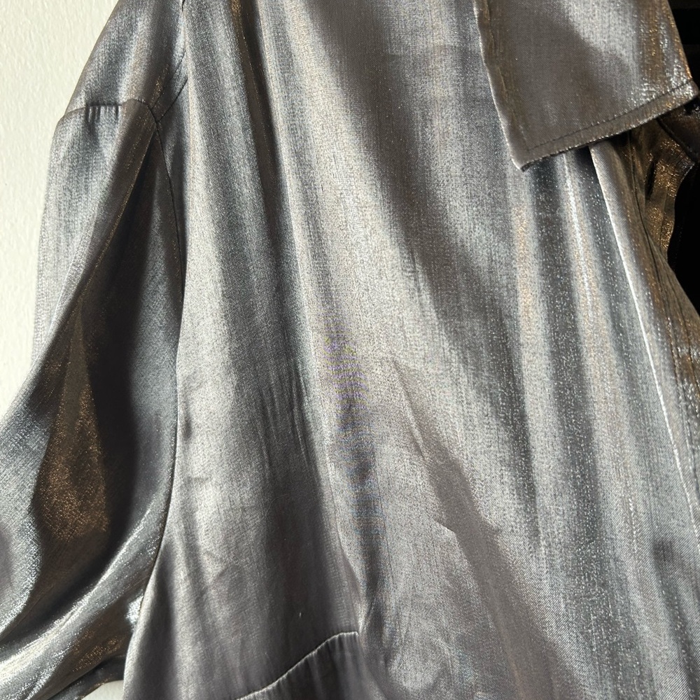 Silver Long Sleeve Button-Down Duster - Picture 6 of 8